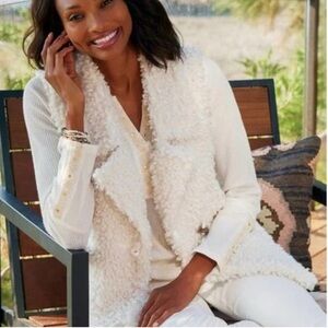 Soft Surroundings White teddy Fleece Vest